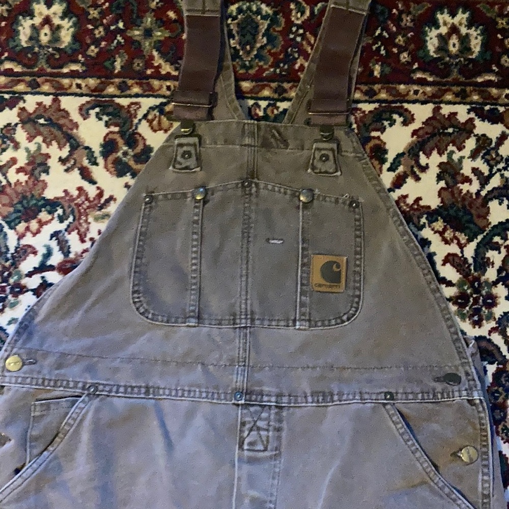 Carhartt brown denim overalls